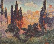 Henri Edmond Cross Cypresses at Cagnes Sweden oil painting artist